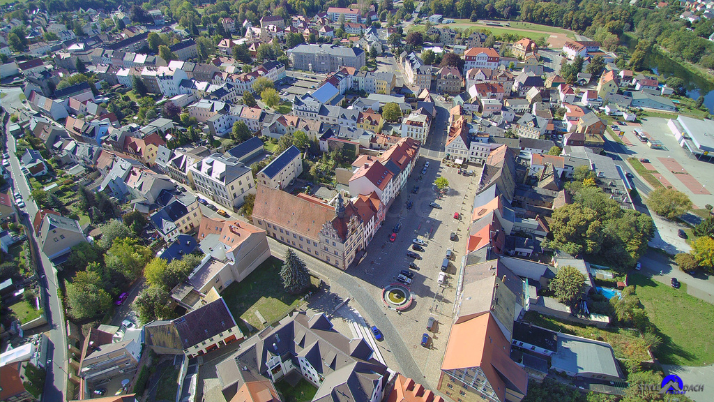 Der Marktplatz der Stadt Colditz im Jahr 2019