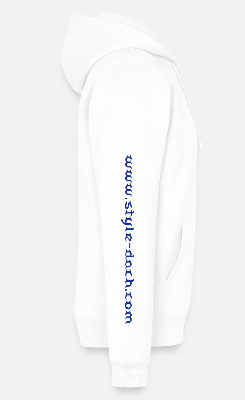 Foto zeigt den rechten Arm des Style Dach Hoodies mit Aufschrift style-dach.com