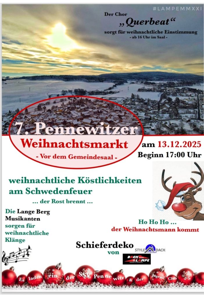 Aktueller Flyer zum 7. Pennewitzer Weihnachtsmarkt 2025